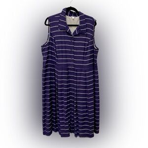 Talbots Navy and Grey Striped Sleeveless Dress